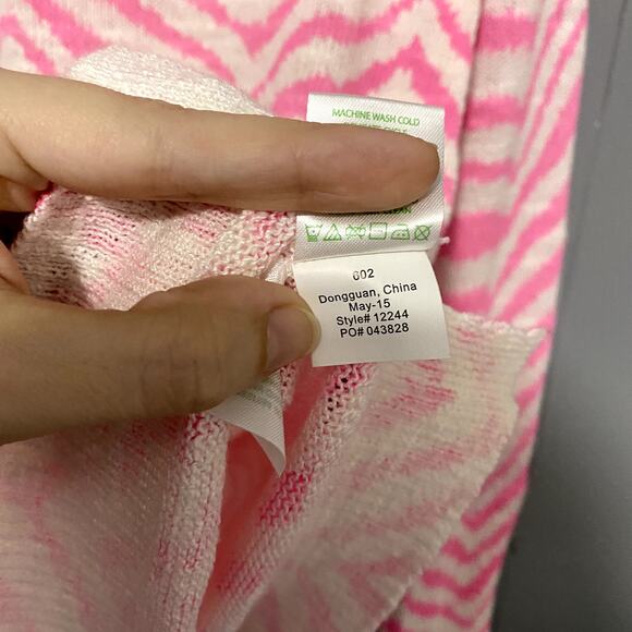 Lilly Pulitzer Edie Tropical Pin Zebron Pink V-neck Lightweight Preppy Sweater S - Picture 3 of 7
